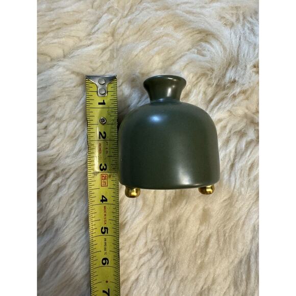 Hunter Green Vase Oil Diffuser Pot Small Gold Feet Home Decor Wicked - Picture 7 of 7